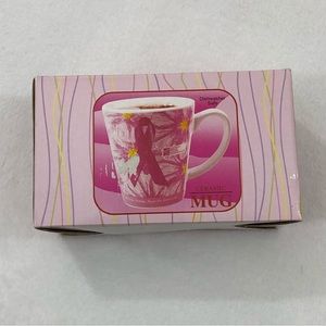 Set of 2 Breast Cancer Awareness Ceramic Pink & White Coffee Tea Mug Cup